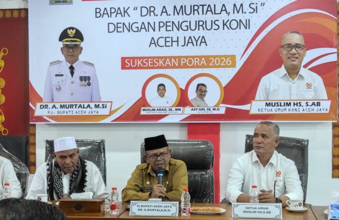 Berkunjung ke Kantor KONI, Pj Bupati Dukung Aceh Jaya Jadi Tuan Rumah Pora 2026