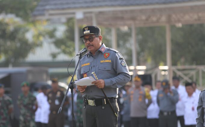 A. Hanan Pimpin Langsung Apel Siaga Pemilu, 978 Linmas Berkupul di Lhokseumawe