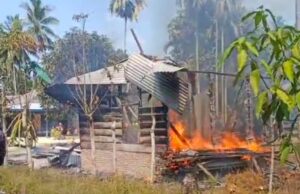 Rumah Nenek Nurhayati di Langkahan Ludes Terbakar