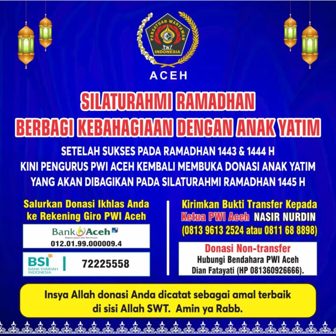 PWI Aceh Buka Donasi Santunan Yatim untuk Internal dan Umum
