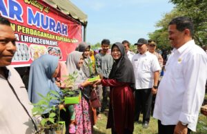 Dorong Gerakan Tanam, PJ Wali Kota Lhokseumawe Bagi Bibit Cabei kepada Warga