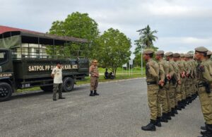 Satpol PP Aceh Jaya Kerahkan Personil Untuk Pengamanan Pos Ketupat Seulawah 2024