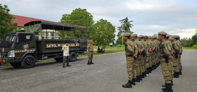Satpol PP Aceh Jaya Kerahkan Personil Untuk Pengamanan Pos Ketupat Seulawah 2024