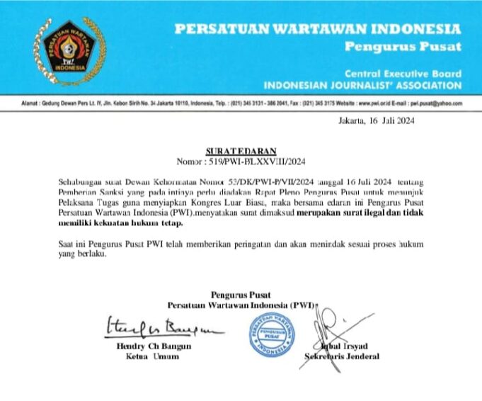 Kecam DK, Hendry Ch Bangun Tetap Ketua PWI Pusat