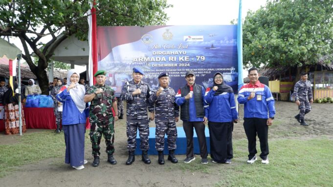 Peduli Kesehatan Masyarakat Pesisir, Lanal Kota Lhokseumawe dan PHE NSO Gelar Bakti Sosial
