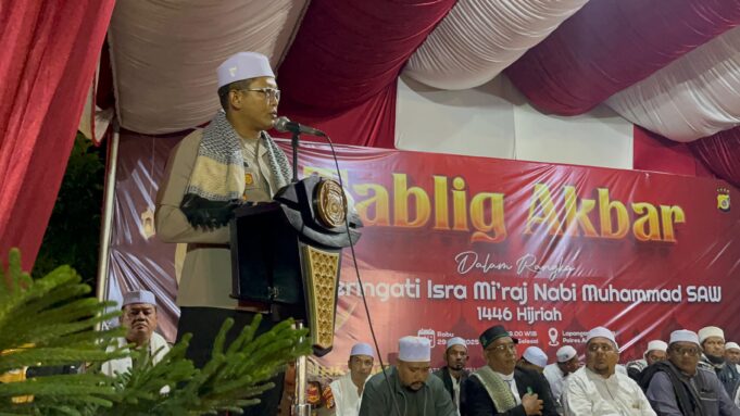 Tablig Akbar Memperingati Isra Mi’raj, Ribuan Jamah Hadir di Mapolres Aceh Utara