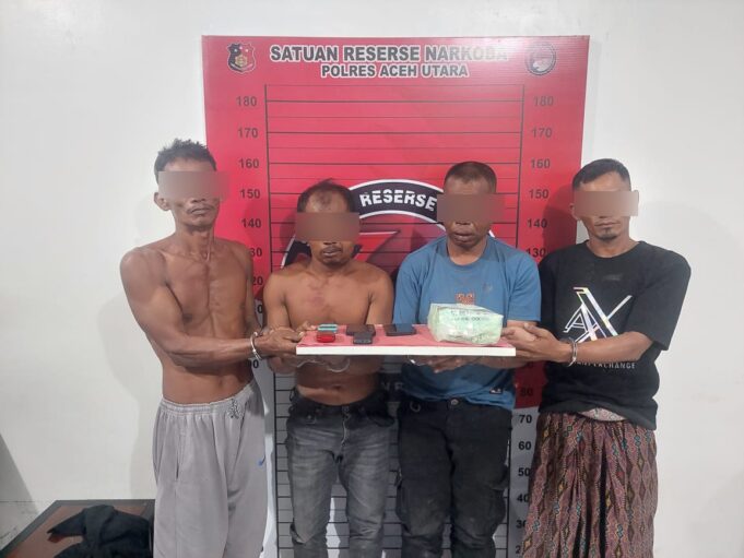 Polisi Tangkap Empat Tersangka Pengedar Narkoba di Aceh Utara, 1 Kg Sabu Disita