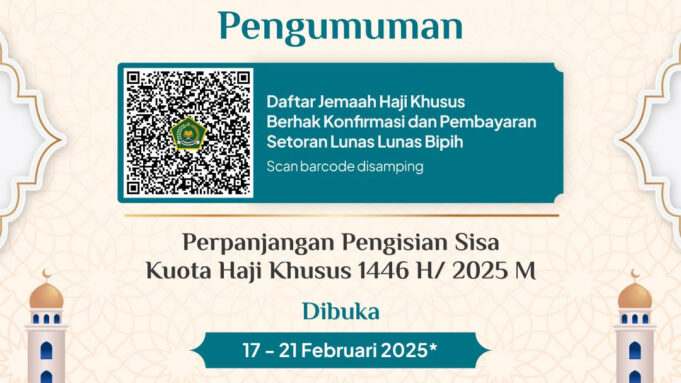 Tersisa 1.838 Kuota, Konfirmasi dan Pelunasan Biaya Haji Khusus Diperpanjang Hingga 21 Februari 2025