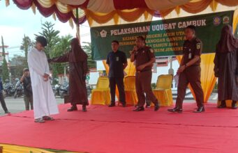 Pelaku Rudapaksa dan Pelecehan di Aceh Utara Dihukum100 Kali Cambuk