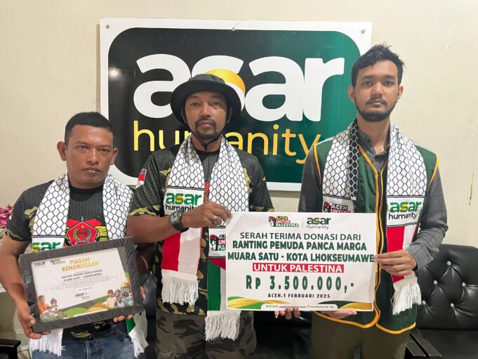 Pemuda Panca Marga Muara Satu Lhokseumawe Serahkan Donasi Palestina Melalui ASAR Humanity Aceh