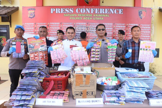 Satreskrim Polres Aceh Utara Bongkar Peredaran Obat dan Jamu Palsu