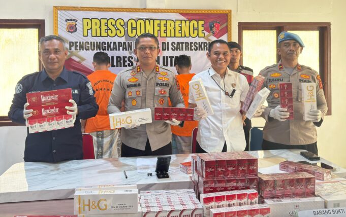 Polres Aceh Utara Tangkap 3 Tersangka dan Sita Ratusan Dus Rokok Ilegal