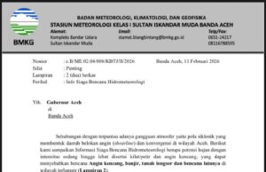 BMKG Keluarkan Peringatan Dini Bencana Hidrometeorologi di Aceh, Bener Meriah Waspada Dua Periode